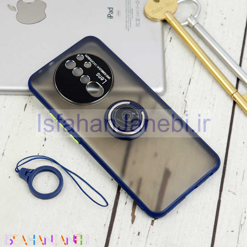 اصفهان جانبی-قاب مات محافظ لنزدار فلزی + هولدر و آویز حلقه ای Xiaomi Redmi 9