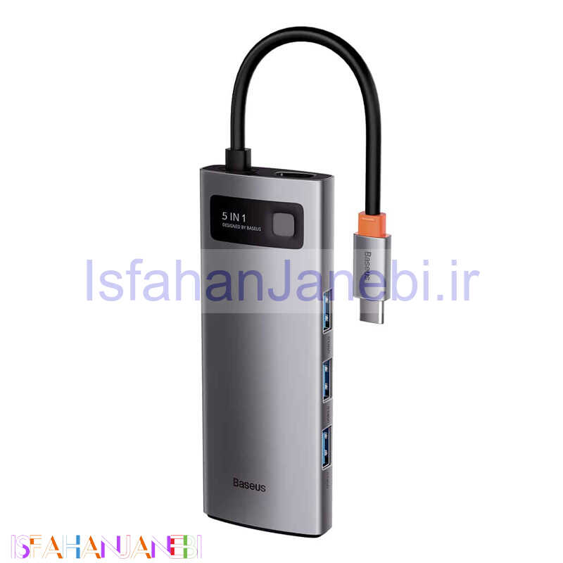 اصفهان جانبی-هاب 5 پورت Type-C باسئوس Metal Gleam Series WKWG020013