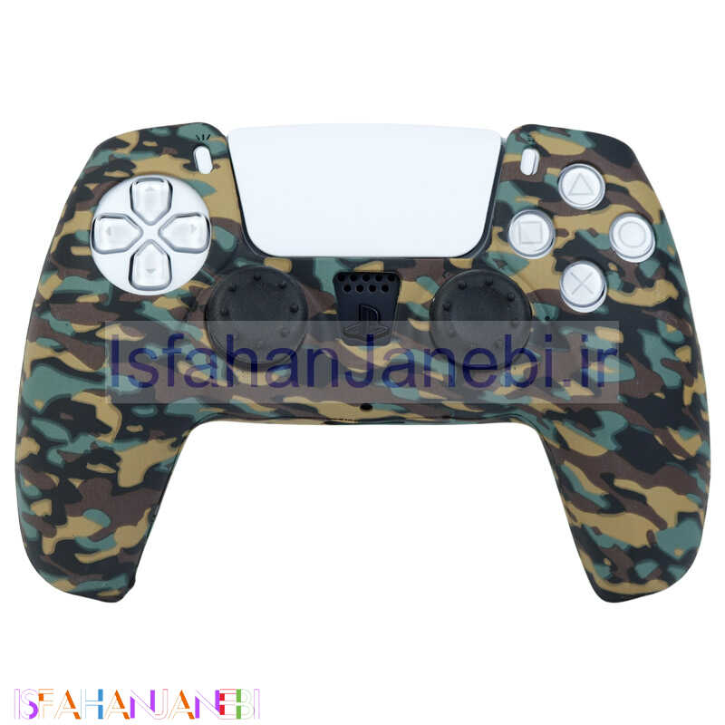 اصفهان جانبی-روکش دسته بازی PS5 طرح چریکی زمینه سبز و مشکی کد 24 + روکش آنالوگ هدیه