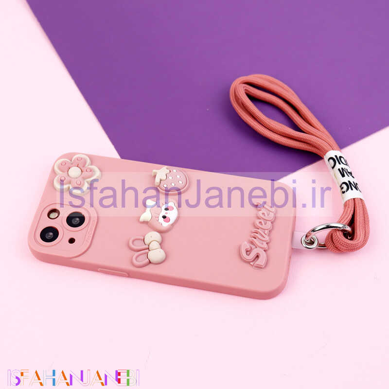 اصفهان جانبی-قاب عروسکی برجسته محافظ لنزدار + بند آویز iPhone 13