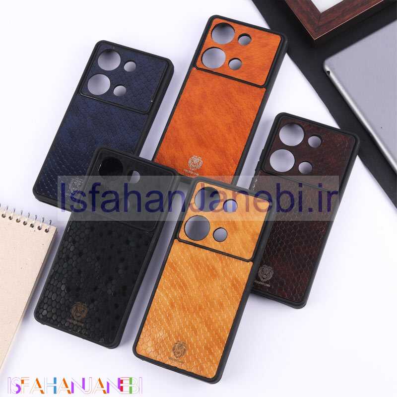 اصفهان جانبی-قاب چرمی پوست ماری Golden Lion شیائومی Redmi Note 13 Pro 4G محافظ لنزدار