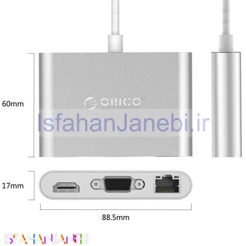 اصفهان جانبی-مبدل اوریکو Orico RCNB USB3.0/Type-C/RJ45/VGA/HDMI to Type-C