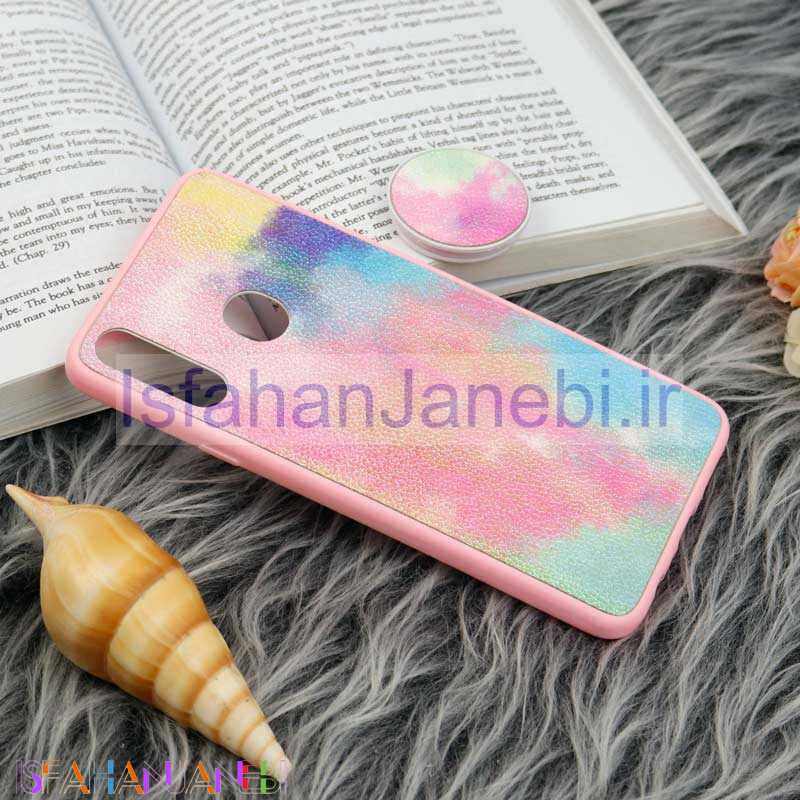 اصفهان جانبی-قاب چرمی هولوگرامی پاپ سوکت دار Samsung Galaxy A20s صورتی