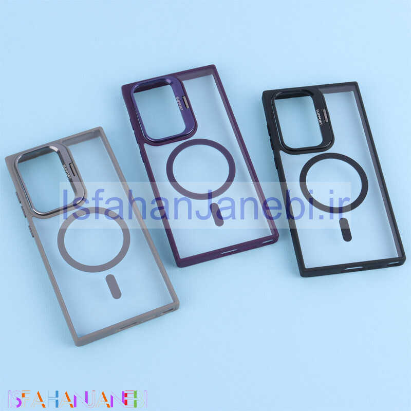 اصفهان جانبی-قاب PC مگ سیف استندشو با محافظ لنز رینگی سامسونگ Galaxy S23 Ultra