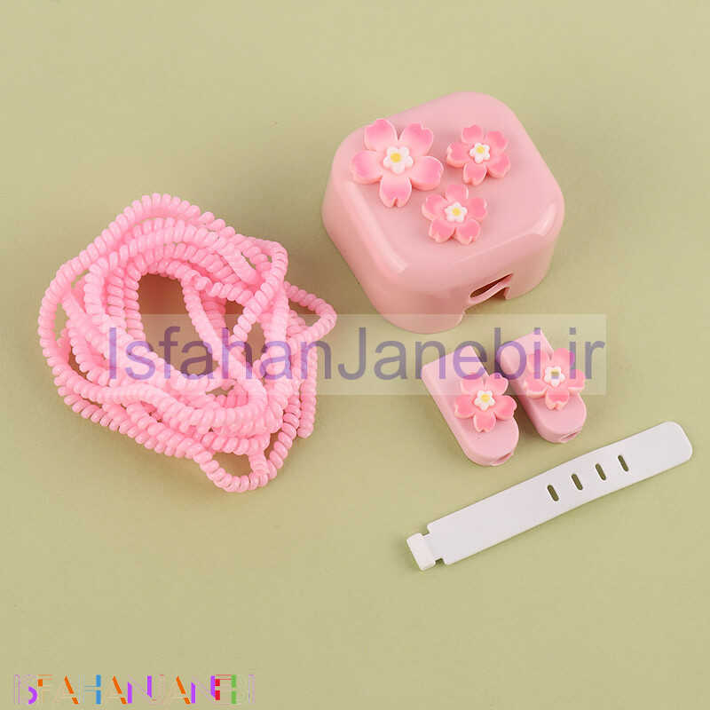 اصفهان جانبی-ست محافظ کابل و کلگی شارژر آیفون طرح گل کد 2