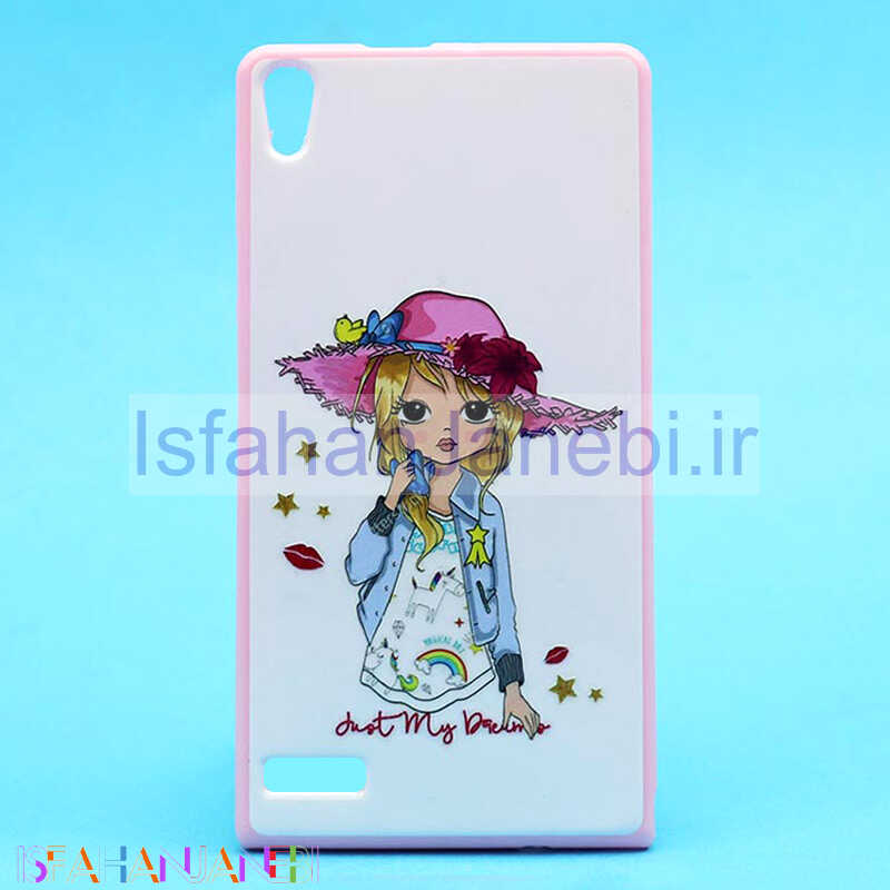 اصفهان جانبی-قاب فانتزی برجسته صورتی طرح دختر هواوی P6