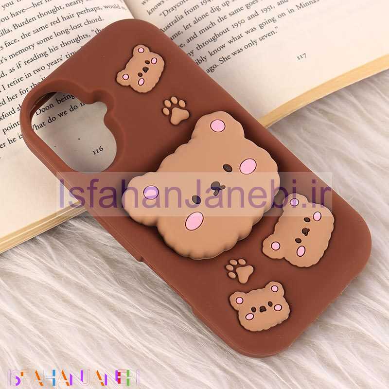اصفهان جانبی-قاب سیلیکونی آیفون iPhone 16 پاپ سوکت دار طرح خرس بیسکویتی