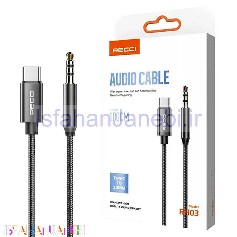 اصفهان جانبی-کابل تبدیل Recci RH03 Type-C To AUX 1m