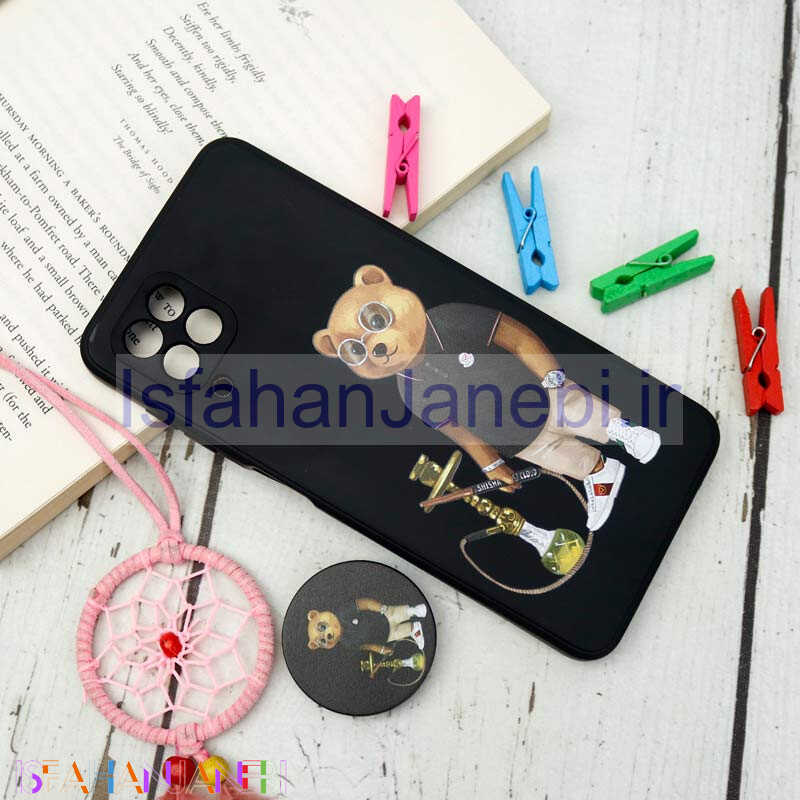 اصفهان جانبی-قاب سیلیکونی مشکی طرح Baron + پاپ سوکت Samsung Galaxy A22 4G