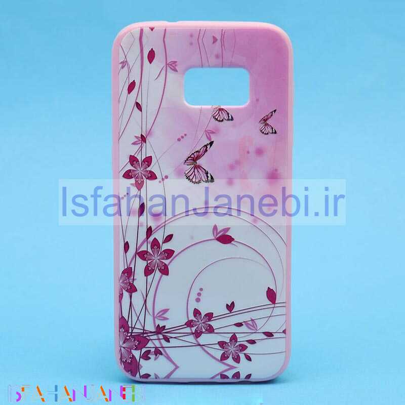 اصفهان جانبی-قاب فانتزی برجسته صورتی طرح گل سامسونگ S7