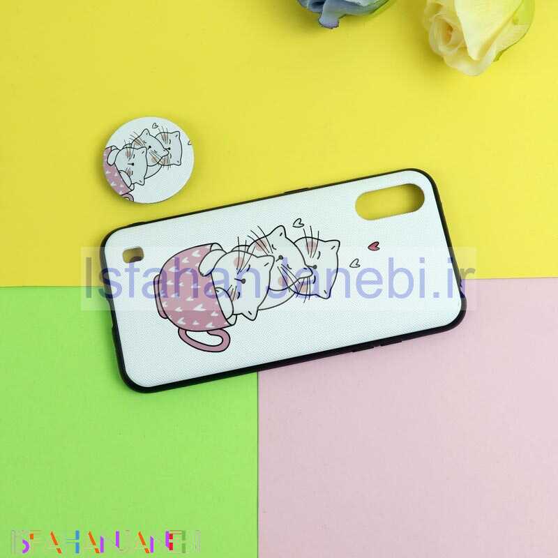 اصفهان جانبی-قاب فانتزی برجسته + پاپ سوکت طرح گربه سامسونگ A01 سری D