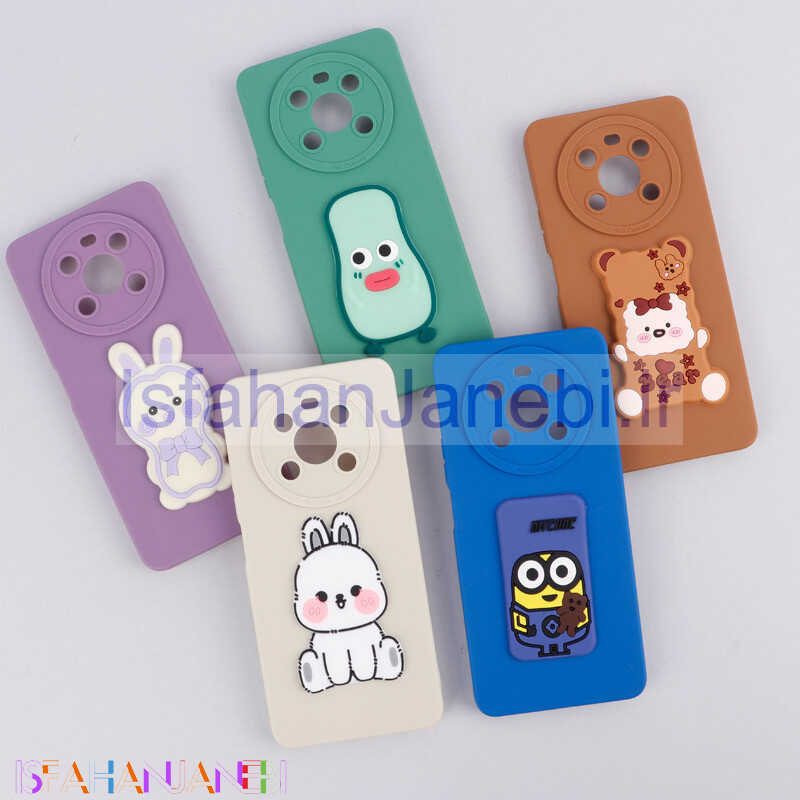 اصفهان جانبی-قاب سیلیکونی عروسکی برجسته محافظ لنزدار Honor X9 4G