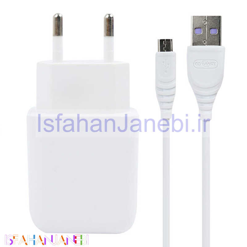 اصفهان جانبی-شارژر دیواری فست شارژ Tranyoo V30 2.4A 12W + کابل میکرو یو اس بی