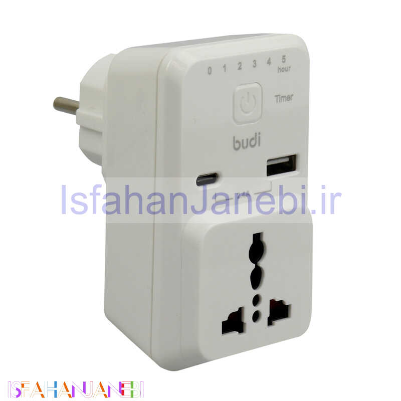 اصفهان جانبی-کلگی فست شارژ تایمر دار Budi M8J313 2Port 2.4A 12W