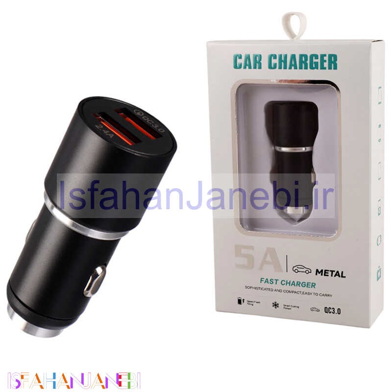 اصفهان جانبی-شارژر فندکی فست شارژ Car Charger 3A QC3.0 PD 18W