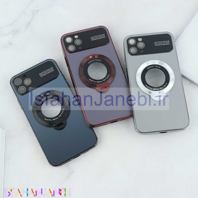 اصفهان جانبی-قاب Kathy Tech Auto Focus آیفون iPhone 11 Pro Max استندشو محافظ لنزدار