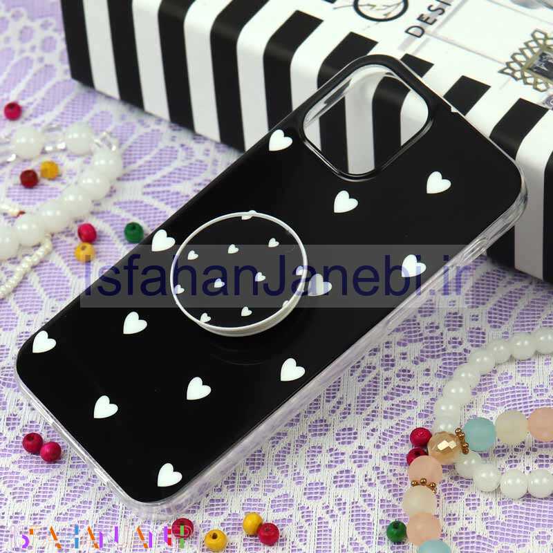 اصفهان جانبی-قاب سوپر IMD دور شفاف پاپ سوکت دار iPhone 12 / 12 Pro قلبی