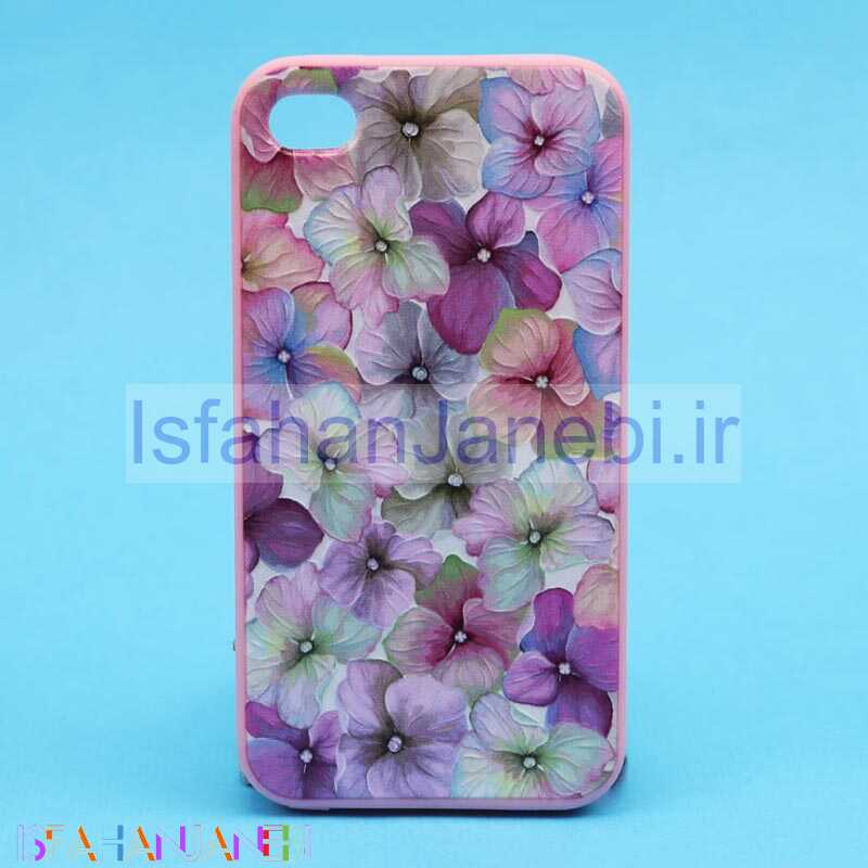 اصفهان جانبی-قاب فانتزی برجسته صورتی طرح گل آیفون iPhone 4/4s