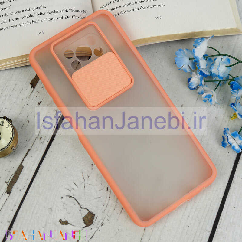 اصفهان جانبی-قاب PC مات محافظ لنز دار کشویی Xiaomi Poco X3 گلبهی