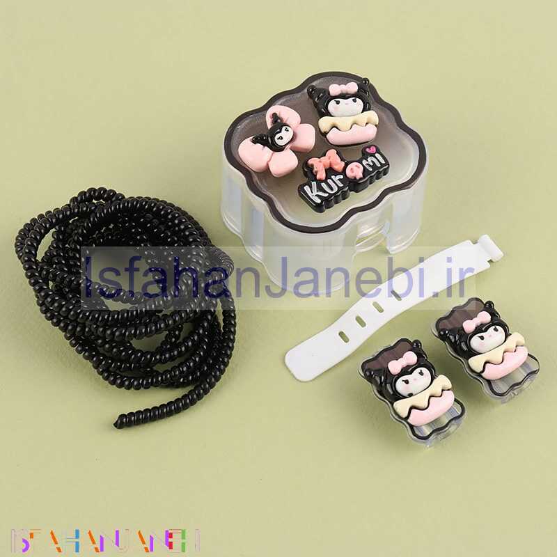 اصفهان جانبی-ست محافظ کابل و کلگی شارژر آیفون طرح Kuromi مشکی