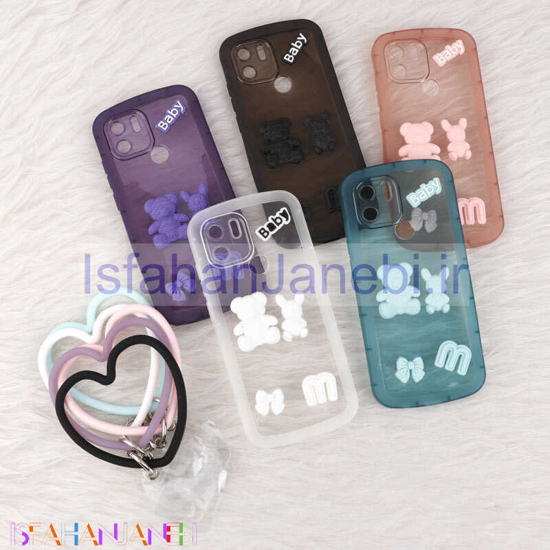 اصفهان جانبی-قاب برجسته عروسکی محافظ لنزدار + آویز قلبی Xiaomi Redmi A1 Plus