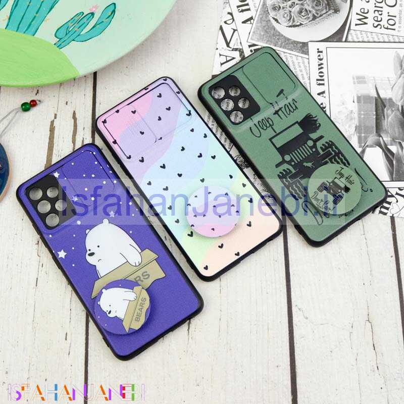 اصفهان جانبی-قاب طرحدار محافظ لنزدار کشویی + پاپ سوکت Samsung Galaxy A32 4G سری D