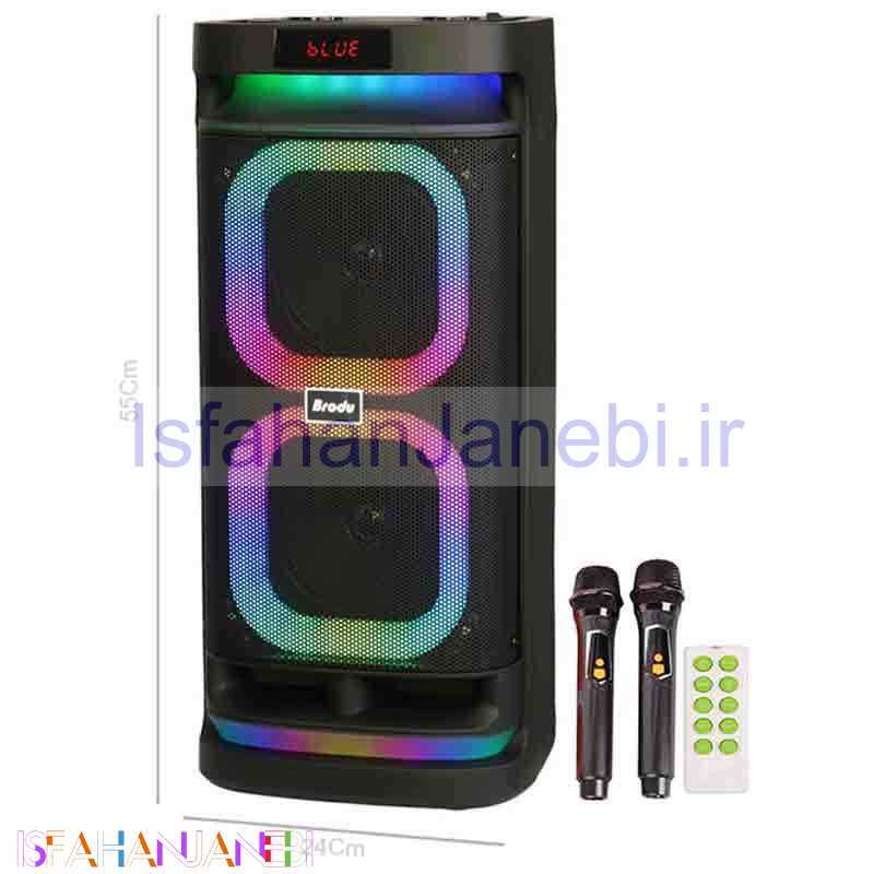 اصفهان جانبی-اسپیکر چمدانی بلوتوثی برودو BTS-1989 + میکروفون و ریموت کنترل