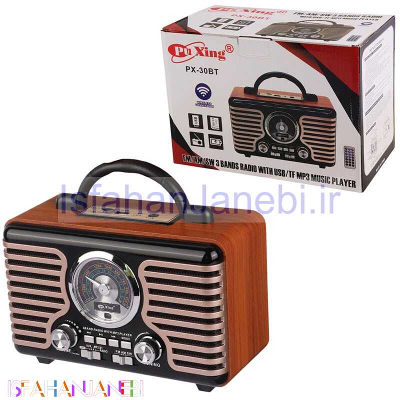 اصفهان جانبی-رادیو اسپیکر بلوتوثی رم و فلش خور Puxing PX-30BT + ریموت کنترل