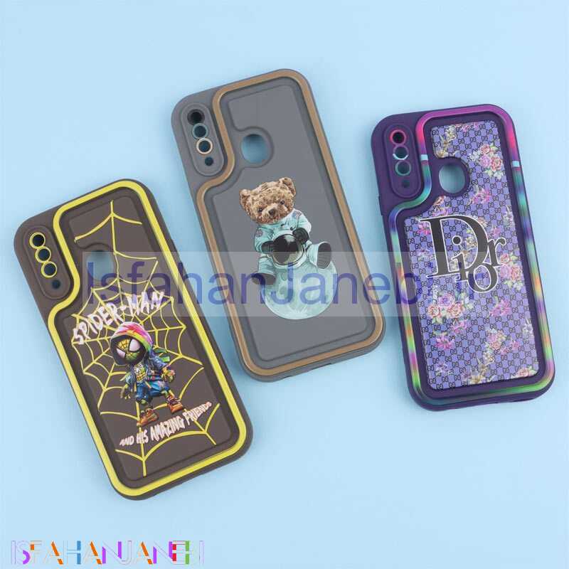 اصفهان جانبی-قاب سولید سامسونگ Galaxy A20s طرح دار دو رنگ محافظ لنزدار