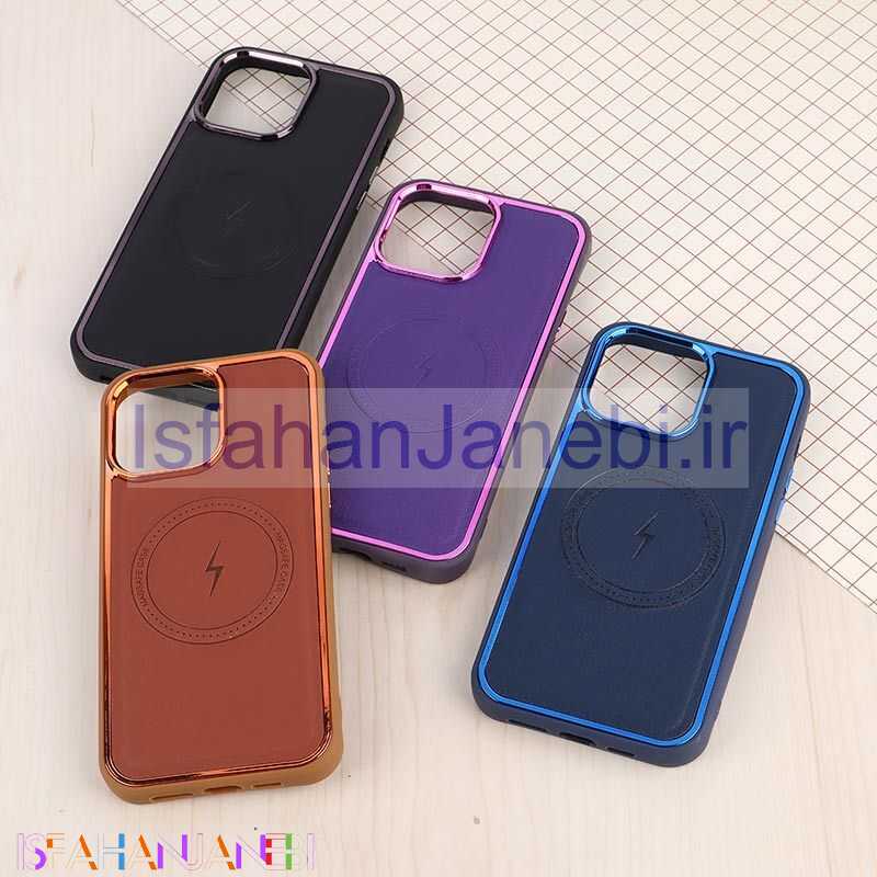 اصفهان جانبی-قاب چرمی مگ سیف آیفون iPhone 14 Pro Max متال ایرون