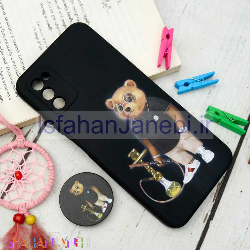 اصفهان جانبی-قاب سیلیکونی مشکی طرح Baron + پاپ سوکت Samsung Galaxy A03s