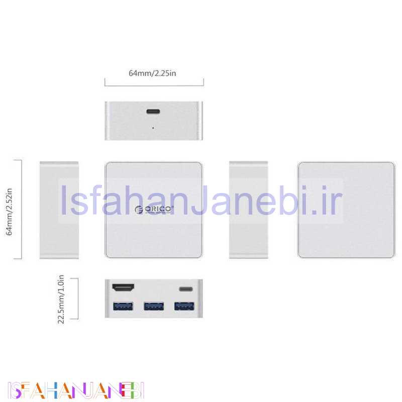 اصفهان جانبی-هاب 5 پورت Type-C اوریکو CDHU3