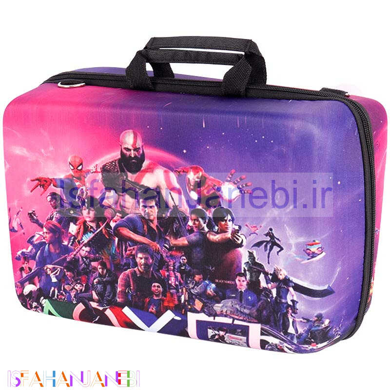 اصفهان جانبی-کیف کنسول بازی PS5 Slim طرح Games زمینه بنفش