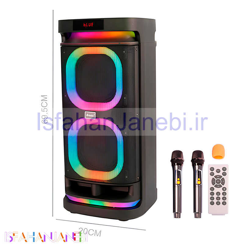 اصفهان جانبی-اسپیکر چمدانی بلوتوثی برودو BTS-1990 + میکروفون و ریموت کنترل