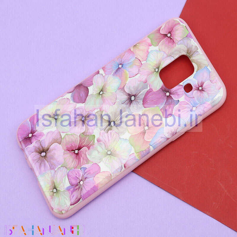 اصفهان جانبی-قاب فانتزی برجسته صورتی طرح گل سامسونگ A6 2018
