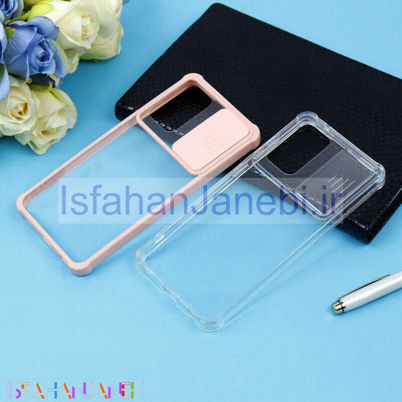 اصفهان جانبی-قاب PC شفاف ضربه گیر محافظ لنزدار کشویی Samsung A72 5G