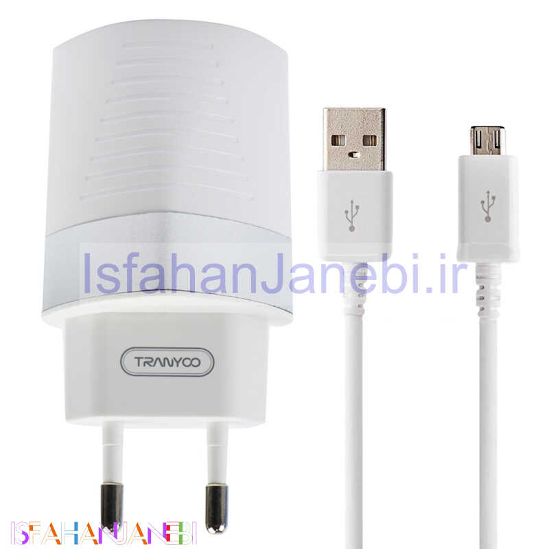 اصفهان جانبی-شارژر دیواری فست شارژ Tranyoo V12 2.4A 12W + کابل میکرو یو اس بی