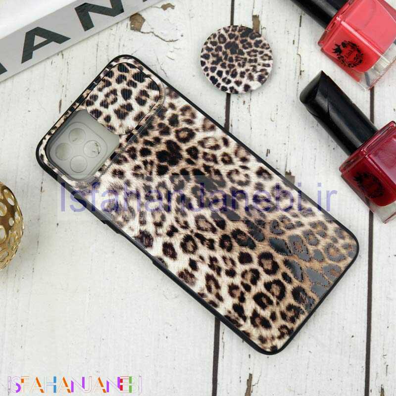 اصفهان جانبی-قاب طرحدار محافظ لنزدار کشویی + پاپ سوکت طرح پلنگی سامسونگ A22 5G سری B