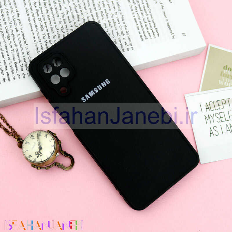 اصفهان جانبی-قاب طرح سیلیکون محافظ لنزدار Samsung Galaxy A12 مشکی