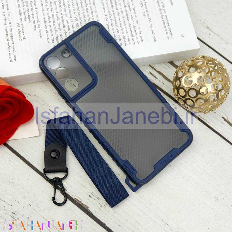اصفهان جانبی-قاب PC Carbon محافظ لنز دار + بند آویز Samsung Galaxy S22 Plus