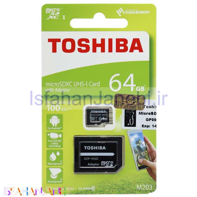 اصفهان جانبی-رم میکرو 64 گیگ توشیبا Toshiba M203 U1 C10 100MB/s + خشاب