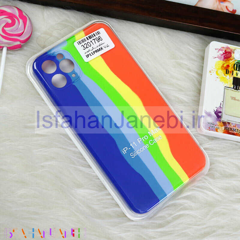 اصفهان جانبی-قاب محافظ لنزدار سیلیکونی اورجینال رنگین کمانی iPhone 11 Pro Max