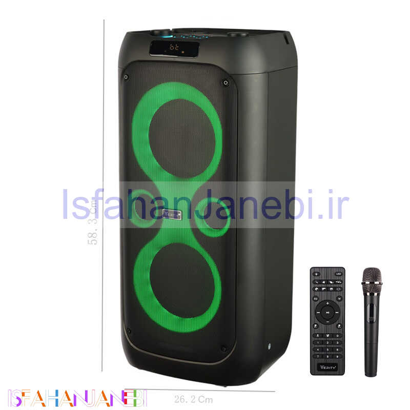 اصفهان جانبی-اسپیکر چمدانی بلوتوثی رم و فلش خور Verity V-PS2206 + میکروفون و ریموت کنترل