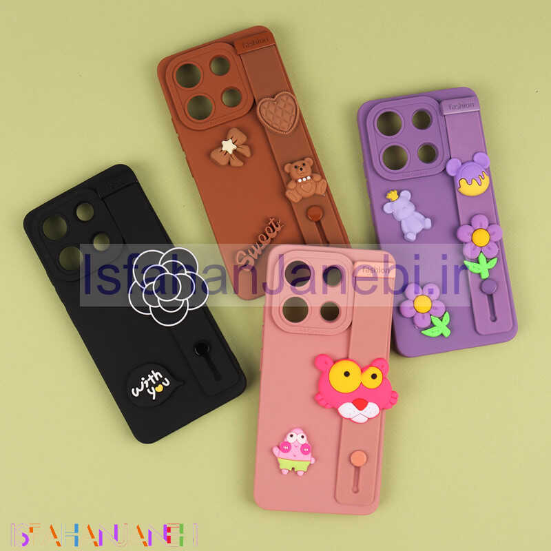 اصفهان جانبی-قاب سیلیکونی ژله ای دستبندی محافظ لنزدار Xiaomi Redmi Note 13 4G