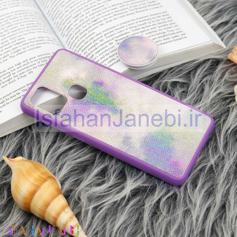 اصفهان جانبی-قاب چرمی هولوگرامی پاپ سوکت دار Samsung Galaxy A21s بنفش