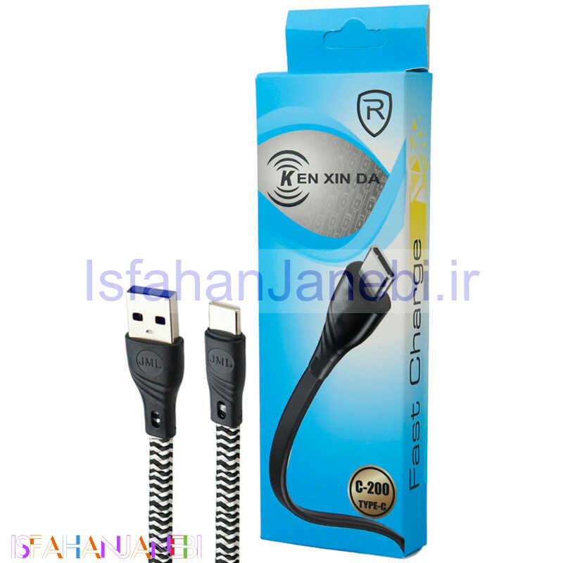 اصفهان جانبی-کابل کوتاه تایپ سی فست شارژ Kenxinda C-200 20cm