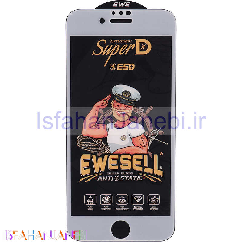 اصفهان جانبی-گلس Super D آنتی استاتیک ESD Ewesell آیفون iPhone 6 / 6s سفید