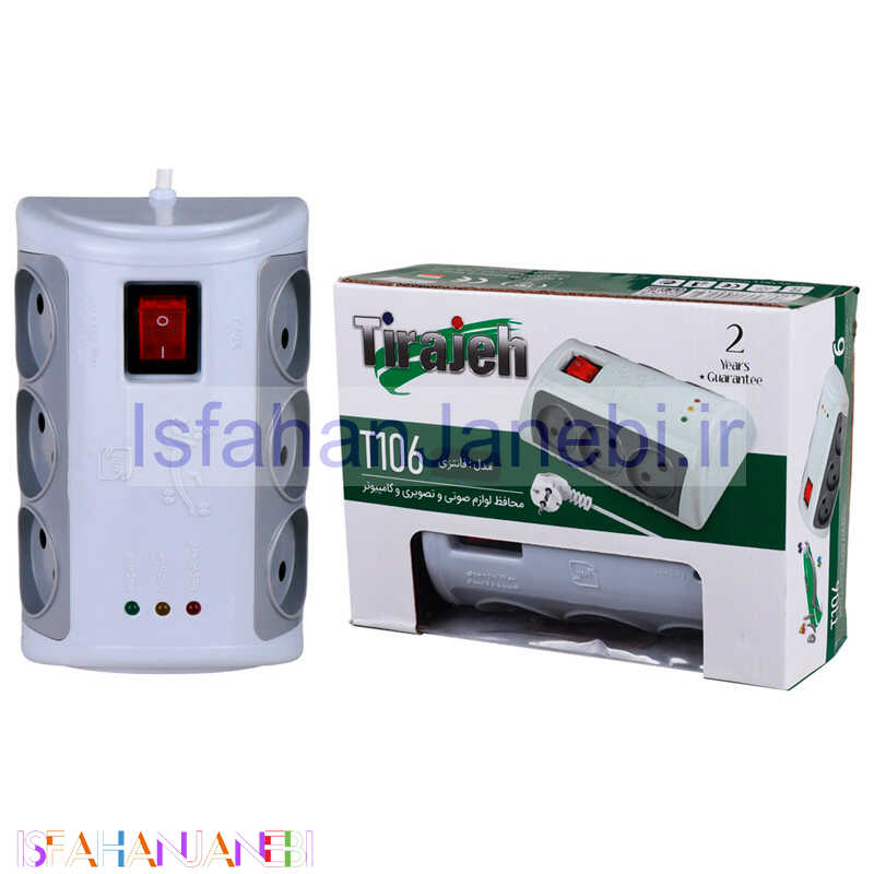 اصفهان جانبی-محافظ برق کامپیوتر و صوتی تصویری 6 خانه تیراژه T106 با کابل 1.8 متری
