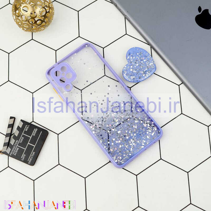 اصفهان جانبی-قاب متال کیس محافظ لنزدار اکلیلی + پاپ سوکت قلبی Samsung Galaxy A12