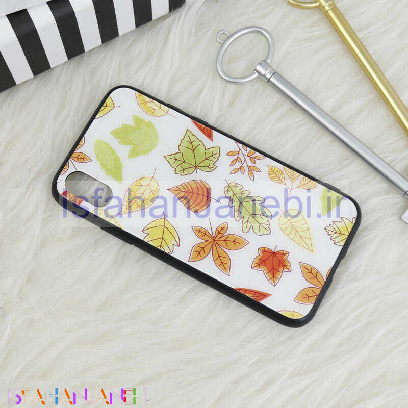 اصفهان جانبی-قاب پشت گلسی طرحدار برگ پاییزی iPhone X/XS